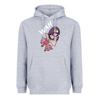 Heather Grey waluigi voice ( wah ) Heavyweight Hoodie - artisFamous