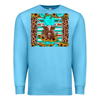 Ocean Blue texas longhorn sunflower gemstone Premium Sweatshirt - JahusDesignShop