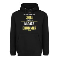 Black i raised a badass drummer Heavyweight Hoodie - artisFamous
