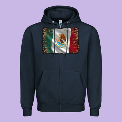 Mexico Flag Black Glitter Leopard Zipper Hoodie Designed By Adodesignshop