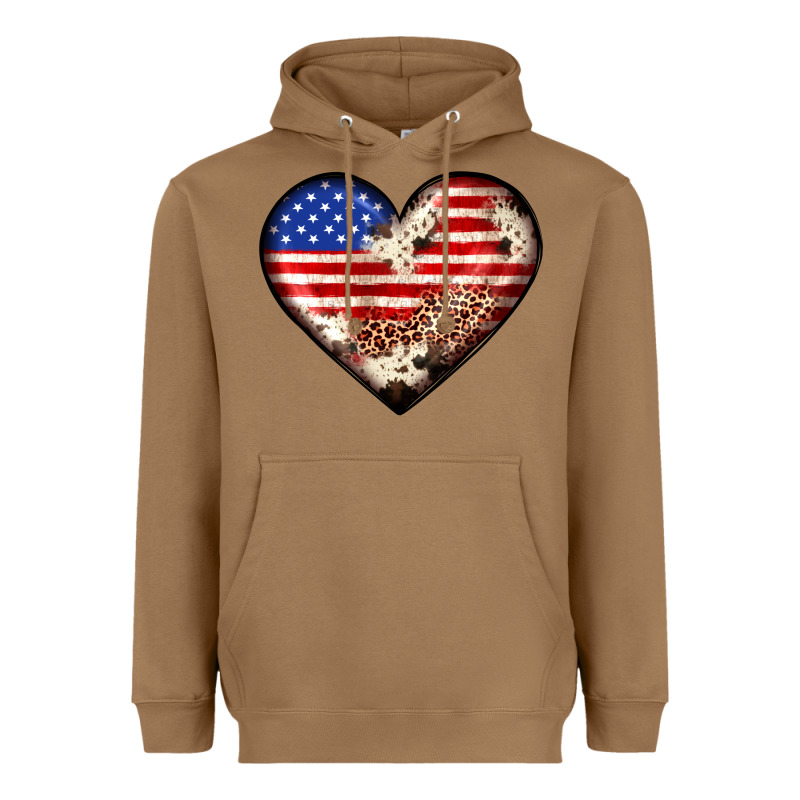 Western Usa Flag Heart Heavyweight Hoodie by JahusDesignShop | Teevron