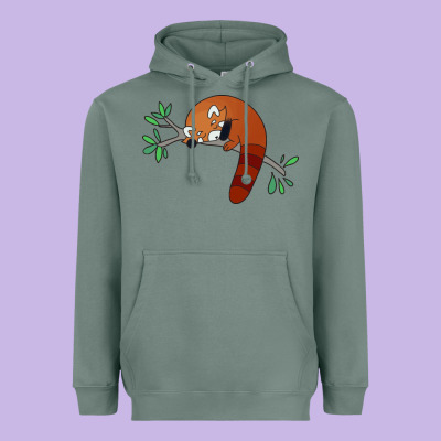 Red Panda Sleeping Heavyweight Hoodie Designed By Artisfamous