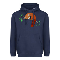 Navy red panda sleeping Heavyweight Hoodie - artisFamous