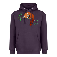 Plum red panda sleeping Heavyweight Hoodie - artisFamous
