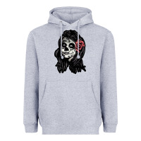 Heather Grey sugar skull lady Heavyweight Hoodie - artisFamous