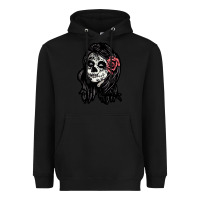 Black sugar skull lady Heavyweight Hoodie - artisFamous