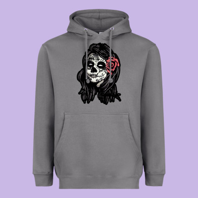 Sugar Skull Lady Heavyweight Hoodie Designed By Artisfamous