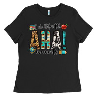 Black i do it for the aha moments teacher Ladies Tee - OliviaCreatesArt