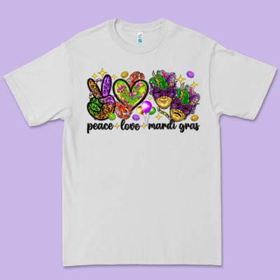 Peace Love Mardi Gras Premium Tee Designed By Howdyjamesfarm