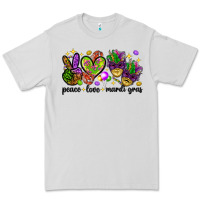 Dove Grey Peace Love Mardi Gras Premium Tee - HowdyJamesFarm