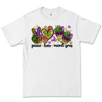 White Peace Love Mardi Gras Premium Tee - HowdyJamesFarm
