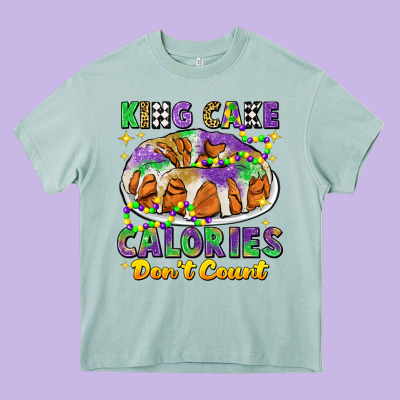King Cake Calories Dont Count Mardi Gras Heavy Core Tee Designed By Cowgirlartshop