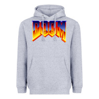 Heather Grey doom video game Heavyweight Hoodie - artisFamous