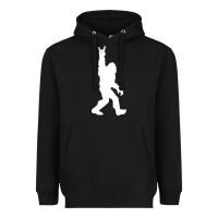 Black funny bigfoot rock and roll t shirt for sasquatch believers Heavyweight Hoodie - artisFamous