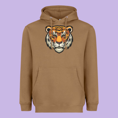 Tiger Vector Face Heavyweight Hoodie Designed By Artisfamous