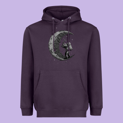 Digging The Moon Heavyweight Hoodie Designed By Artisfamous