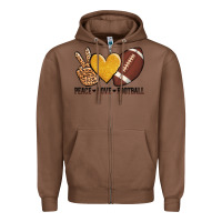 Chestnut peace love football Zipper Hoodie - AdoDesignShop