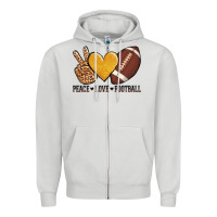 Dove Grey peace love football Zipper Hoodie - AdoDesignShop