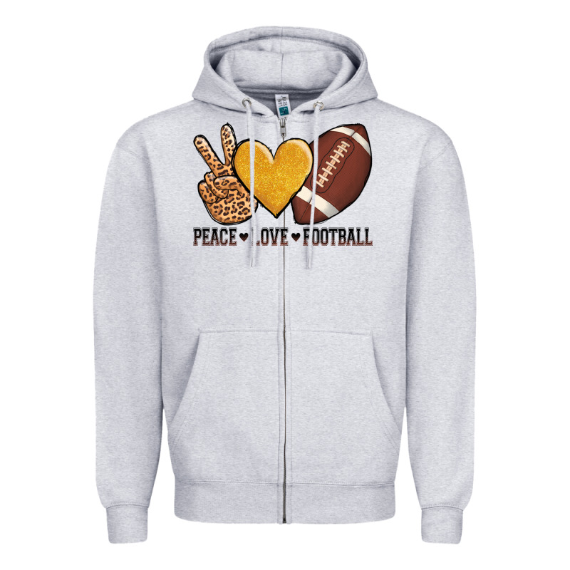 Peace Love Football Zipper Hoodie by AdoDesignShop | Teevron