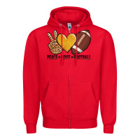 Red peace love football Zipper Hoodie - AdoDesignShop