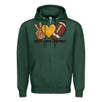 Sports Green peace love football Zipper Hoodie - AdoDesignShop