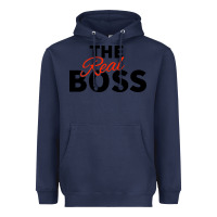 Navy the real boss matching couple Heavyweight Hoodie - artisFamous