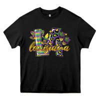 Black louisiana leopard mardi gras 12 inches 300 dpi Heavy Core Tee - CowGirlArtShop