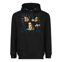 Black calvin and hobbes Heavyweight Hoodie - artisFamous