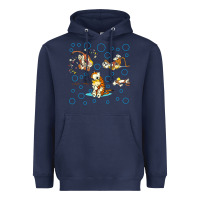 Navy calvin and hobbes Heavyweight Hoodie - artisFamous