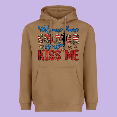 Welcome Home Soldier Now Kiss Me Heavyweight Hoodie Designed By Jahusdesignshop