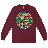 Burgundy hispanic heritage month round earrings 4 Long Sleeve Tee - BundleAndBundleShop