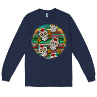 Navy hispanic heritage month round earrings 4 Long Sleeve Tee - BundleAndBundleShop