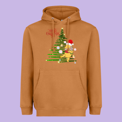 Winnie The Pooh- Merry Christmas Heavyweight Hoodie Designed By Artisfamous