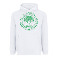 White Maharishi International College Heavyweight Hoodie - artisFamous