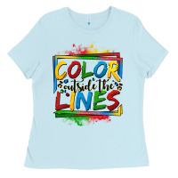 Baby Blue color outside the lines autism Ladies Tee - OliviaCreatesArt
