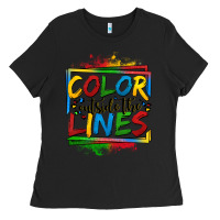 Black color outside the lines autism Ladies Tee - OliviaCreatesArt