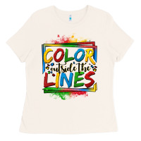 Bone color outside the lines autism Ladies Tee - OliviaCreatesArt