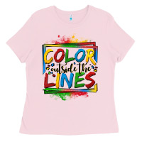 Bubblegum Pink color outside the lines autism Ladies Tee - OliviaCreatesArt