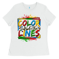 White color outside the lines autism Ladies Tee - OliviaCreatesArt