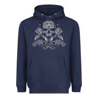 Navy guns & roses 7 Heavyweight Hoodie - artisFamous