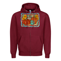 Burgundy pumpkin sunflower Zipper Hoodie - AdoDesignShop