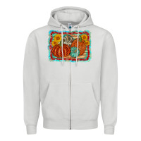 Dove Grey pumpkin sunflower Zipper Hoodie - AdoDesignShop