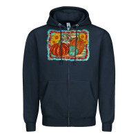 Navy pumpkin sunflower Zipper Hoodie - AdoDesignShop