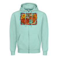 Seafoam pumpkin sunflower Zipper Hoodie - AdoDesignShop
