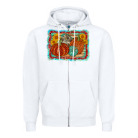 White pumpkin sunflower Zipper Hoodie - AdoDesignShop