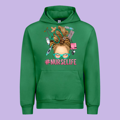 Blonde Messy Bun Nurse Life Urban Hoodie Designed By Ranaportraitstore