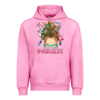 Fuchsia Pink blonde messy bun nurse life Urban Hoodie - RanaPortraitStore