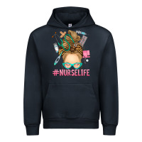 Navy blonde messy bun nurse life Urban Hoodie - RanaPortraitStore
