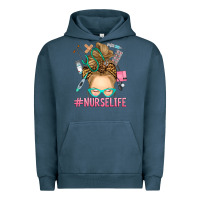 Pigment Midnight Navy blonde messy bun nurse life Urban Hoodie - RanaPortraitStore