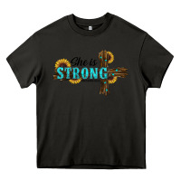 Asphalt She Is Strong Western Cross Heavy Core Tee - RanaPortraitStore